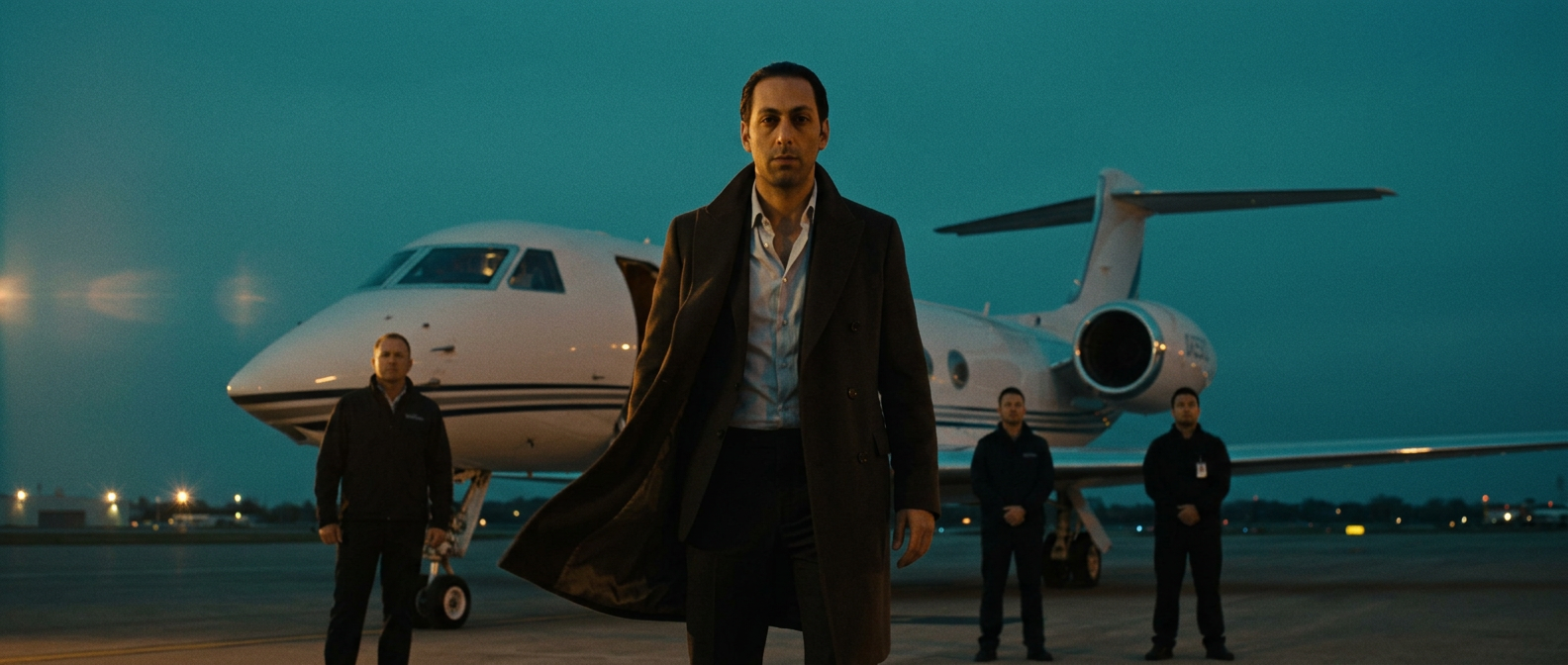 Wheels up before the indictment lands.